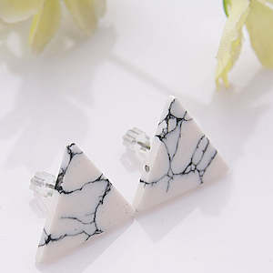 White Marble Stud Earrings