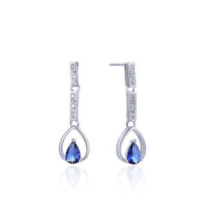 Earrings: Sterling Silver Blue Cubic Zirconia Earrings