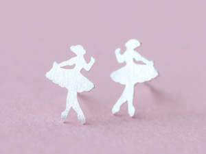 Earrings: Silver Dancing Girl Stud Earrings