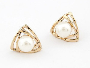Gold Plated Imitation Pearl Stud Earrings