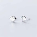 Products: Silver Clam Shell Stud Earrings - HBW Boutique