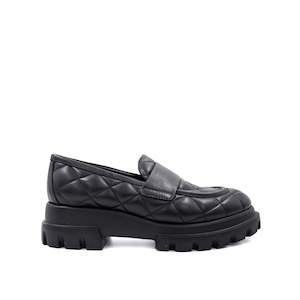 Loafers: Celeste Quilted - Black
