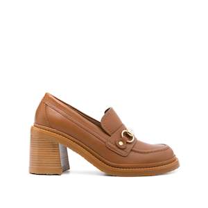 Size 42: Mid Heel Loafer - Tan