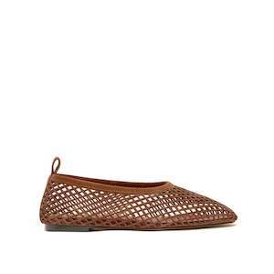 Flats: Lou Perforated Flat - Toffee Suede