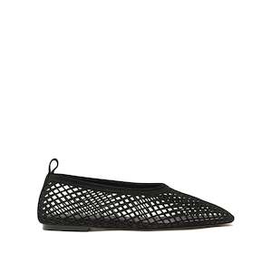 Size 36: Lou Perforated Flat - Black Suede