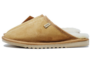 Wool Alpaca: Sheepskin Wool Slippers /Brown