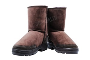 Wool Alpaca: Sheepskin Wool Half Boots /Dark brown