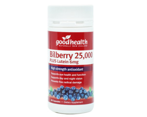 Bilberry: Good Health Bilberry 25000 Plus Lutein 6mg 60capsules