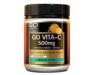 Immunity Energy Boost: Go Healthy Vita-C 500mg Orange 200chewable tablets