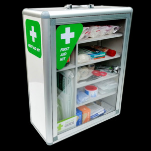 Products: First Aid Cabinet Clear Front First Aid Kit 1-25 Person Fully Stocked – Medical Cabinet – Health and Safety