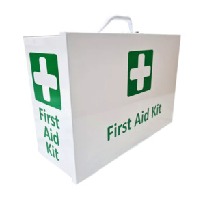 Products: Metal First Aid Box – Landscape White Wall Mountable Medical Cabinet – Health and Safety