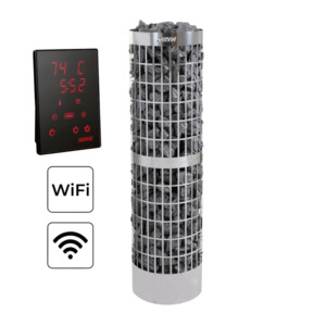 Heat Therapy: Harvia Cilindro Pro PC100E/135E (10-13.2kW) Electric Sauna Heater + Xenio CX170 WiFi Control Panel