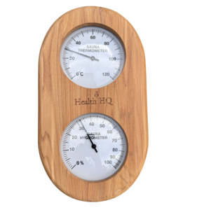 HealthHQ Cedar Sauna Thermometer and Hygrometer (Vertical)