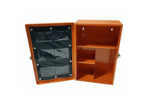 Products: Orange Metal Cabinet with Door Insert (Empty Cabinet Only) The Small Business Toolbelt