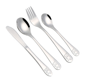 Kids Tableware: (4pc) Stainless Steel Kids Cutlery Set