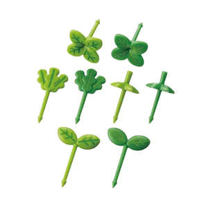 Food Picks: (8pc) 3D Food Picks, Garden Leaves