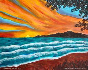 Painting Tutorials Acrylic: KAPITI SUNSET Painting Tutorial