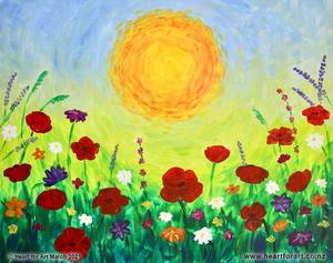 Painting Tutorials Acrylic: FIELD OF FLOWERS Painting Tutorial