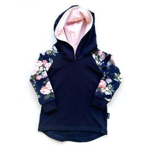 Products: Navy/Pink Floral Hoodie - Size 1