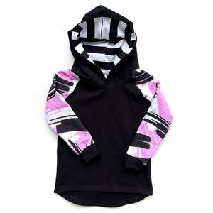 Black and Pink Pattern Hoodie - Size 4