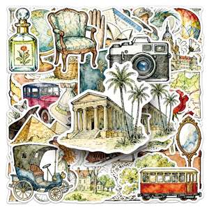 Vintage Voyage Sticker Pack 50 Pcs