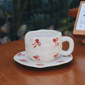 Red Ribbon Coffee Mug and Saucer Set 300ml