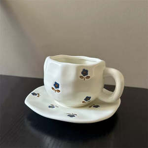 Little Blue Flower Coffee Mug and Saucer Set 300ml