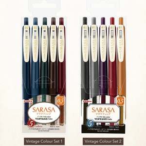 Pens: Zebra Sarasa Push Clip Gel Pen Vintage Colour Set 0.5mm