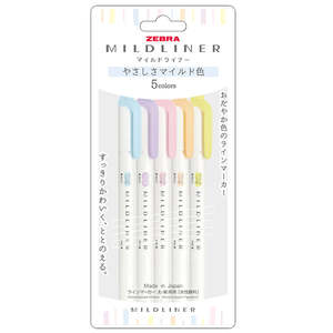Zebra Mildliner Highlighter New Colour Gentle | 5 Color Set WKT7-5C-YC