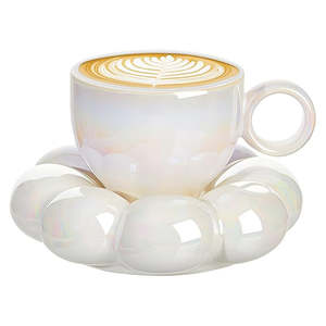 Tools: Ceramic Coffee Mug With Saucer | Pearl White