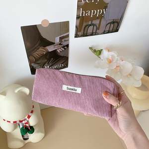 Soft Corduroy Pencil Case | Pink