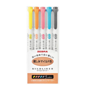 Zebra Mildliner: Zebra Mildliner Highlighter Orange Pack | 5 Color Set WKT7-N-5C