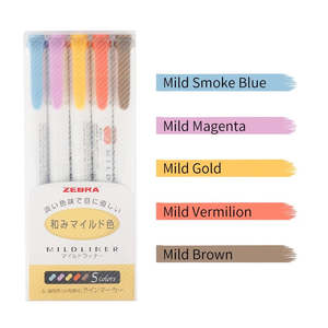 Zebra Mildliner: Zebra Mildliner Highlighter Yellow Pack | 5 Color Set WKT7-5C-RC