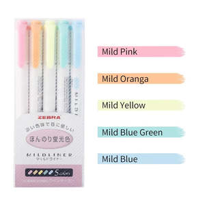 Zebra Mildliner Highlighter Pink Pack | 5 Color Set WKT7-5C