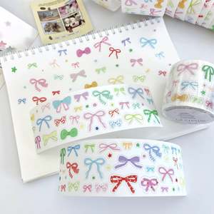 Washi Tapes 1: La Creme Washi Tape | Velvet Ribbon Kiss-cut Bows With Glitter