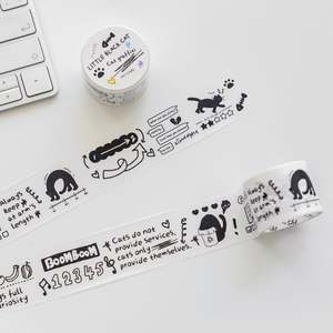 Washi Tapes 1: Washi Tape Little Black Cat - Cat Doodle