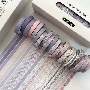 Washi Tape Thin Rolls 20 Pack | Purple