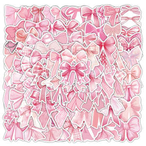 Stickers: Pink Bow Sticker Pack | 100 Pcs Coquette Bow Stickers