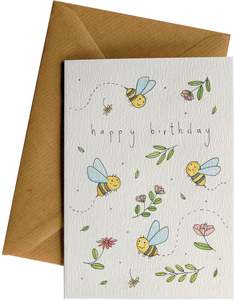 Happy Birthday Card Bees A6 | Designed in NZ
