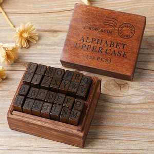 Vintage Wooden Stamps | Alphabet Uppercase 28 Pcs