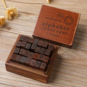 Vintage Wooden Stamps | Alphabet Lowercase 28 Pcs
