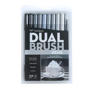 Tombow ABT Dual Brush 10 Colour Set Grayscale