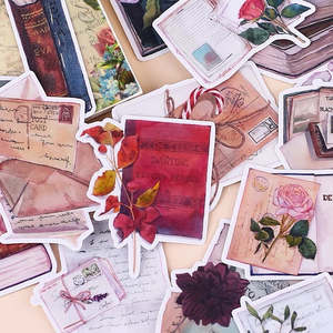 Books and Letters Vintage Stickers 20Pcs | Hedgehog Journals
