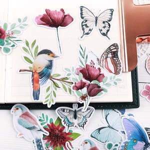 Bird Butterfly and Flower Stickers 25 Pcs