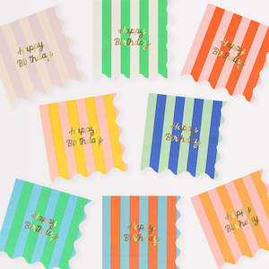 Napkins: Stripe Happy Birthday Napkins