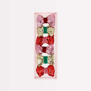 Sequin and Velvet Mini Bow Clips