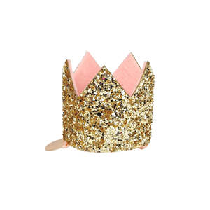 Baby: Mini Gold Glitter Crown Hair Clip
