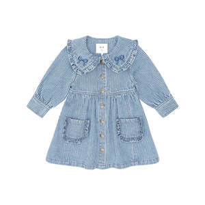Hux Baby: Vintage Bow Collar Denim Dress