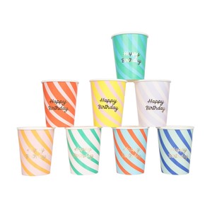 Stripe Happy Birthday Cups