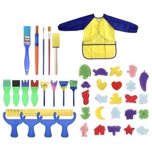 Sponge Painting Brushes Kit for Kids with Waterproof Apron